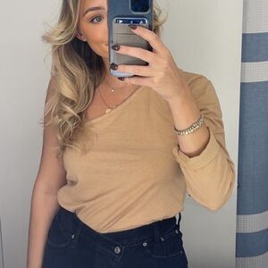 One-Shoulder Beige Women's Top